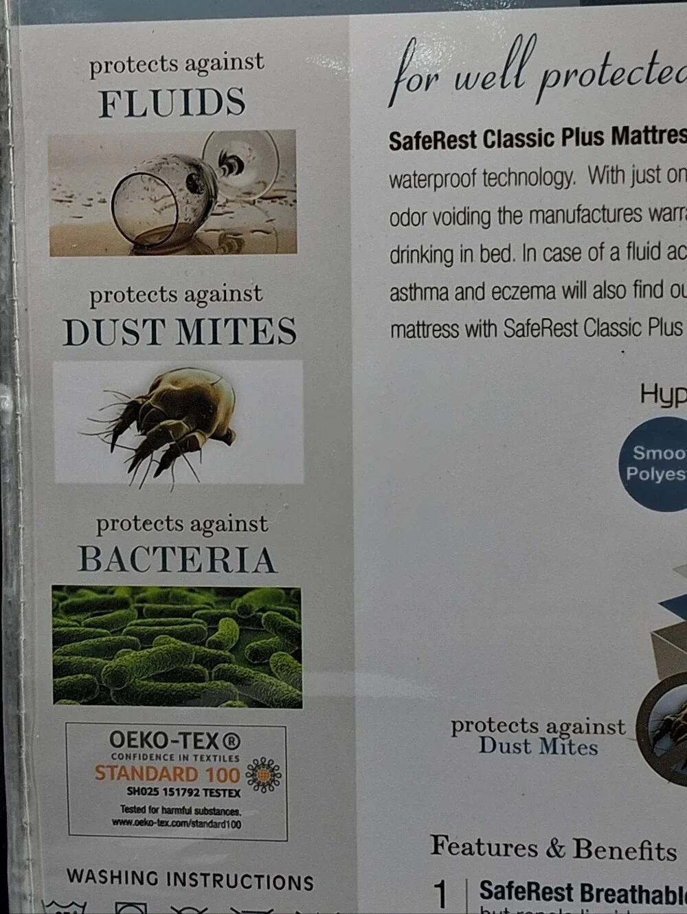 SafeRest Classic Plus White Mattress Protector - Hypoallergenic Cover